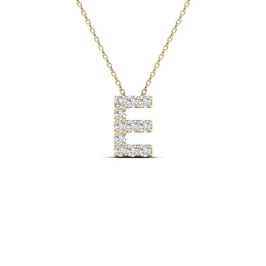 JMS always Necklaces Original Maulijewels 011 Carat Natural Round White Diamond Initial E Pendant Necklace In 14K Yellow Gold With 18 Gold Cable Chain JMS always Necklaces Original Maulijewels 011 Carat Natural Round White Diamond Initial E Pendant Necklace In 14K Yellow Gold With 18 Gold Cable Chain