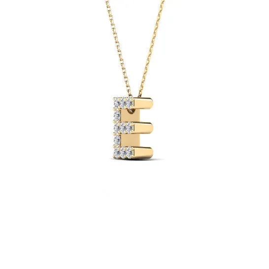 JMS always Necklaces Original Maulijewels 011 Carat Natural Round White Diamond Initial E Pendant Necklace In 14K Yellow Gold With 18 Gold Cable Chain JMS always Necklaces Original Maulijewels 011 Carat Natural Round White Diamond Initial E Pendant Necklace In 14K Yellow Gold With 18 Gold Cable Chain