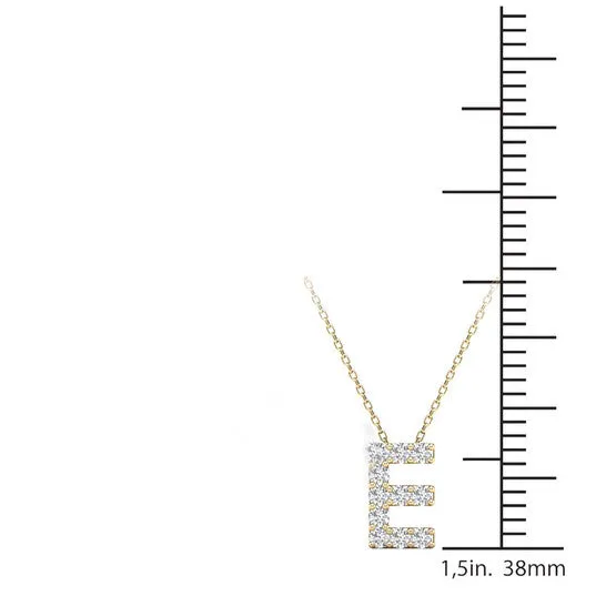 JMS always Necklaces Original Maulijewels 011 Carat Natural Round White Diamond Initial E Pendant Necklace In 14K Yellow Gold With 18 Gold Cable Chain JMS always Necklaces Original Maulijewels 011 Carat Natural Round White Diamond Initial E Pendant Necklace In 14K Yellow Gold With 18 Gold Cable Chain