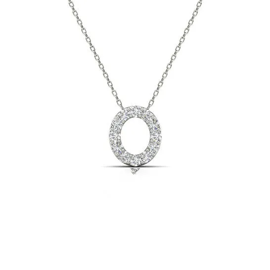 JMS always Necklaces Original Maulijewels 012 Carat Natural Diamond Initial O Pendant Necklace In 14K White Gold With 18 Gold Cable Chain JMS always Necklaces Original Maulijewels 012 Carat Natural Diamond Initial O Pendant Necklace In 14K White Gold With 18 Gold Cable Chain