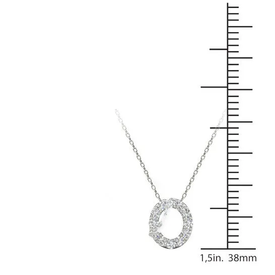 JMS always Necklaces Original Maulijewels 012 Carat Natural Diamond Initial O Pendant Necklace In 14K White Gold With 18 Gold Cable Chain JMS always Necklaces Original Maulijewels 012 Carat Natural Diamond Initial O Pendant Necklace In 14K White Gold With 18 Gold Cable Chain