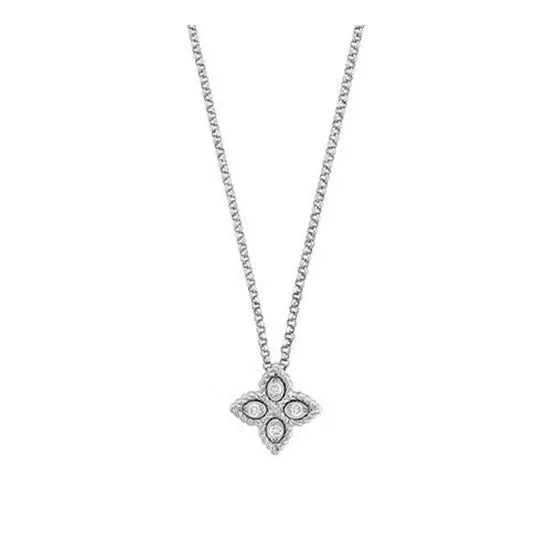 JMS always Necklaces Original Roberto Coin 18K White Gold Small Princess Flower Diamond Necklace 7771370AWCHX JMS always Necklaces Original Roberto Coin 18K White Gold Small Princess Flower Diamond Necklace 7771370AWCHX