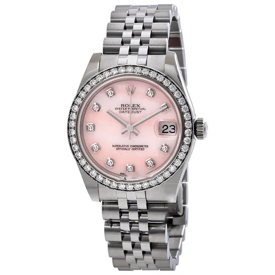 JMS always Necklaces Original Rolex Lady Datejust 31 Pink Mother of Pearl Diamond Dial Steel and 18K White Gold Watch 178384PMDJ JMS always Necklaces Original Rolex Lady Datejust 31 Pink Mother of Pearl Diamond Dial Steel and 18K White Gold Watch 178384PMDJ