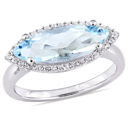 JMS always Original Amour 2 78 CT TGW Sky Blue Topaz and White Topaz Cocktail Ring Silver Rings JMS always Original Amour 2 78 CT TGW Sky Blue Topaz and White Topaz Cocktail Ring Silver Rings