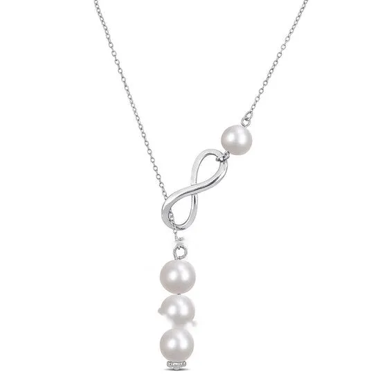 JMS always Original AMOUR 89 Mm Cultured Freshwater Pearl Infinity Lariat Necklace In Sterling Silver Necklaces