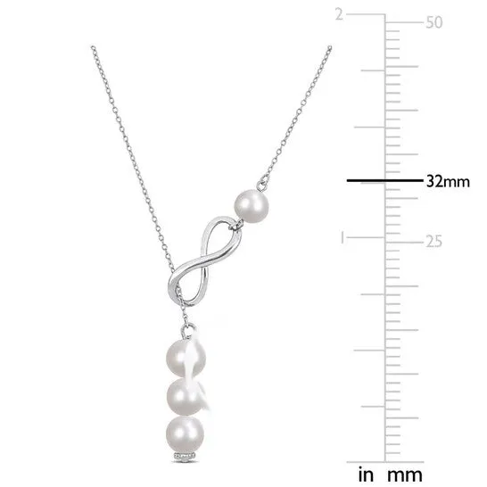 JMS always Original AMOUR 89 Mm Cultured Freshwater Pearl Infinity Lariat Necklace In Sterling Silver Necklaces JMS always Original AMOUR 89 Mm Cultured Freshwater Pearl Infinity Lariat Necklace In Sterling Silver Necklaces