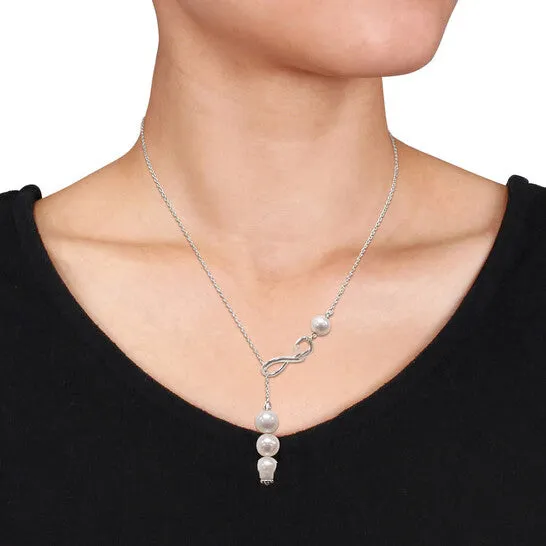 JMS always Original AMOUR 89 Mm Cultured Freshwater Pearl Infinity Lariat Necklace In Sterling Silver Necklaces JMS always Original AMOUR 89 Mm Cultured Freshwater Pearl Infinity Lariat Necklace In Sterling Silver Necklaces