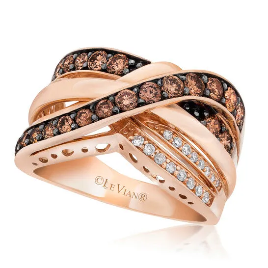 JMS always Original Grand Sample Sale Ring Chocolate Diamonds Vanilla Diamonds set in 14K Strawberry Gold Ring Size 7 KJR601BDIA Rings JMS always Original Grand Sample Sale Ring Chocolate Diamonds Vanilla Diamonds set in 14K Strawberry Gold Ring Size 7 KJR601BDIA Rings