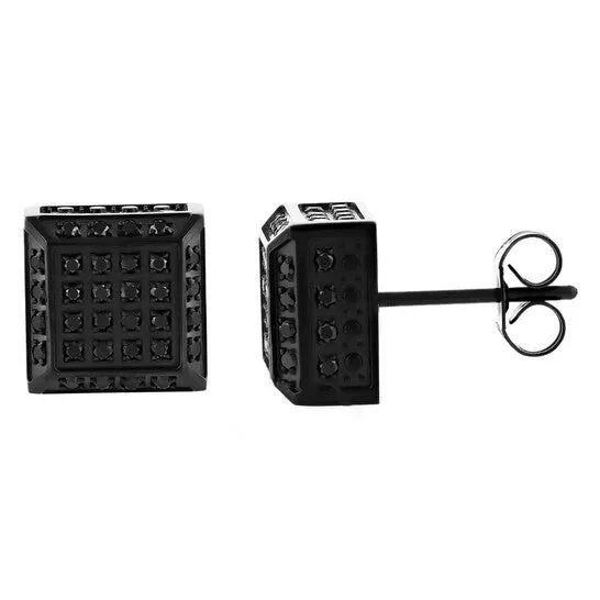 JMS always Original Robert Alton 12CTW Black Diamond Stainless Steel with Black Finish Mens Cube Earrings Earrings JMS always Original Robert Alton 12CTW Black Diamond Stainless Steel with Black Finish Mens Cube Earrings Earrings