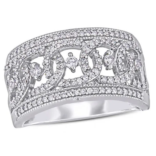 JMS always Rings Original Amour 12 CT TW Diamond Wide Interlaced Circle Anniversary Ring in 10k White Gold JMS004958 JMS always Rings Original Amour 12 CT TW Diamond Wide Interlaced Circle Anniversary Ring in 10k White Gold JMS004958