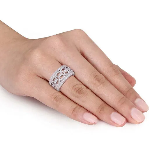 JMS always Rings Original Amour 12 CT TW Diamond Wide Interlaced Circle Anniversary Ring in 10k White Gold JMS004958 JMS always Rings Original Amour 12 CT TW Diamond Wide Interlaced Circle Anniversary Ring in 10k White Gold JMS004958