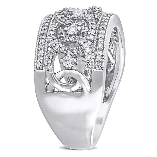 JMS always Rings Original Amour 12 CT TW Diamond Wide Interlaced Circle Anniversary Ring in 10k White Gold JMS004958 JMS always Rings Original Amour 12 CT TW Diamond Wide Interlaced Circle Anniversary Ring in 10k White Gold JMS004958
