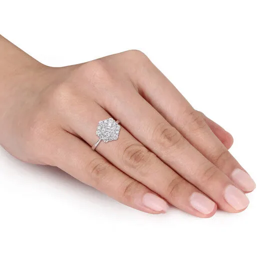 JMS always Rings Original Amour 1 CT TW Diamond Cluster Engagement Ring in 10k White Gold JMS always Rings Original Amour 1 CT TW Diamond Cluster Engagement Ring in 10k White Gold