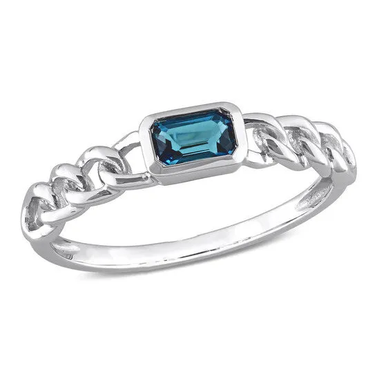JMS always Rings Original Amour 10k White Gold 38 CT TGW Octagon London Blue Topaz Link Ring JMS always Rings Original Amour 10k White Gold 38 CT TGW Octagon London Blue Topaz Link Ring