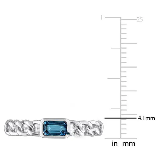 JMS always Rings Original Amour 10k White Gold 38 CT TGW Octagon London Blue Topaz Link Ring JMS always Rings Original Amour 10k White Gold 38 CT TGW Octagon London Blue Topaz Link Ring