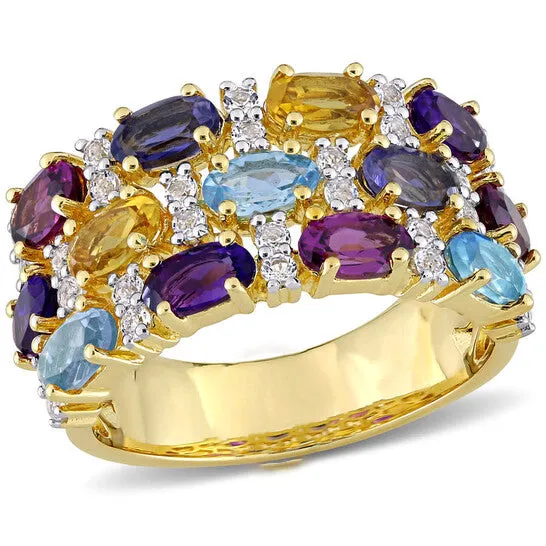 JMS always Rings Original Amour Yellow Silver 415 CT TGW MultiGemstone MultiRow Ring JMS always Rings Original Amour Yellow Silver 415 CT TGW MultiGemstone MultiRow Ring