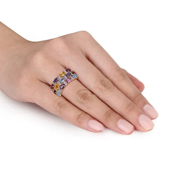 JMS always Rings Original Amour Yellow Silver 415 CT TGW MultiGemstone MultiRow Ring JMS always Rings Original Amour Yellow Silver 415 CT TGW MultiGemstone MultiRow Ring