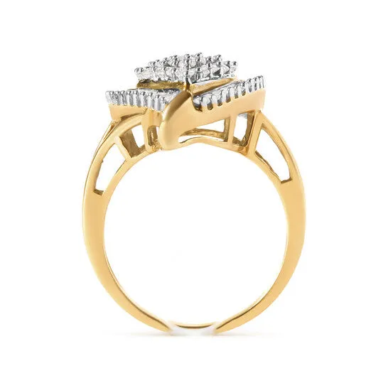 JMS always Rings Original Haus of Brilliance 10K Yellow Gold 1 Cttw Round and Baguette Cut Diamond Ballerina Cluster Ring HI Color SI2I1 Clarity JMS always Rings Original Haus of Brilliance 10K Yellow Gold 1 Cttw Round and Baguette Cut Diamond Ballerina Cluster Ring HI Color SI2I1 Clarity