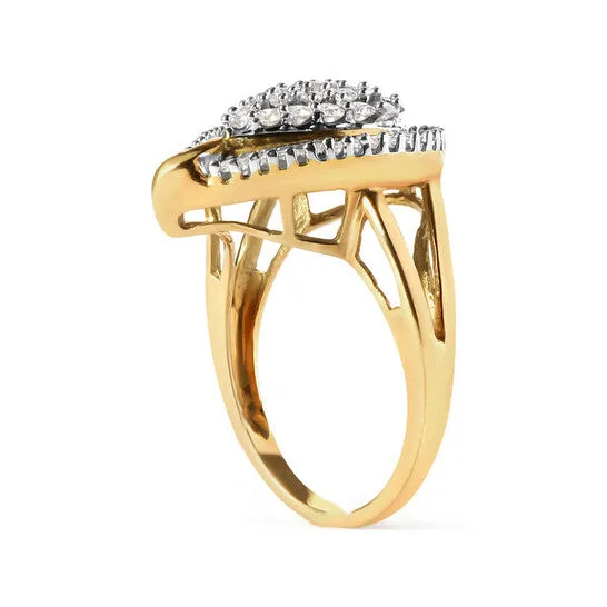JMS always Rings Original Haus of Brilliance 10K Yellow Gold 1 Cttw Round and Baguette Cut Diamond Ballerina Cluster Ring HI Color SI2I1 Clarity JMS always Rings Original Haus of Brilliance 10K Yellow Gold 1 Cttw Round and Baguette Cut Diamond Ballerina Cluster Ring HI Color SI2I1 Clarity