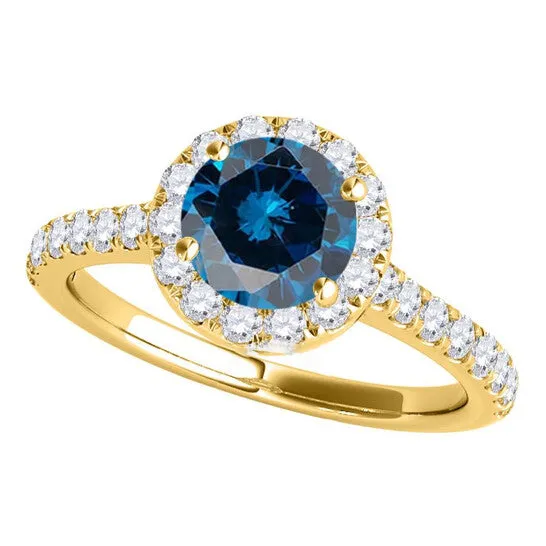 JMS always Rings Original Maulijewels 160 Carat Blue White Halo Diamond Bridal Set Engagement Ring For Women In 18K Solid Yellow Gold JMS always Rings Original Maulijewels 160 Carat Blue White Halo Diamond Bridal Set Engagement Ring For Women In 18K Solid Yellow Gold
