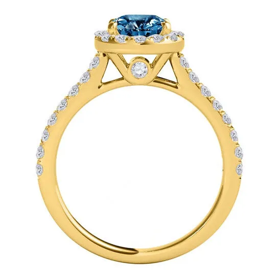JMS always Rings Original Maulijewels 160 Carat Blue White Halo Diamond Bridal Set Engagement Ring For Women In 18K Solid Yellow Gold JMS always Rings Original Maulijewels 160 Carat Blue White Halo Diamond Bridal Set Engagement Ring For Women In 18K Solid Yellow Gold