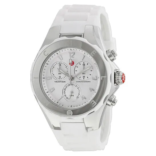 JMS always Watches Original Michele Tahitian Jelly Bean Silver Dial White Silicone Ladies Watch MWW12F000032 JMS always Watches Original Michele Tahitian Jelly Bean Silver Dial White Silicone Ladies Watch MWW12F000032