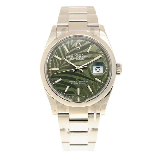 JMS always Watches Original Rolex Datejust 36 Automatic Olive Green Palm Ladies Watch 126200GNSPLMO JMS always Watches Original Rolex Datejust 36 Automatic Olive Green Palm Ladies Watch 126200GNSPLMO