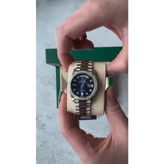 JMS always Watches Original Rolex DayDate 36 Blue Diamond Dial 18kt White Gold President Watch 128349BLDP JMS always Watches Original Rolex DayDate 36 Blue Diamond Dial 18kt White Gold President Watch 128349BLDP