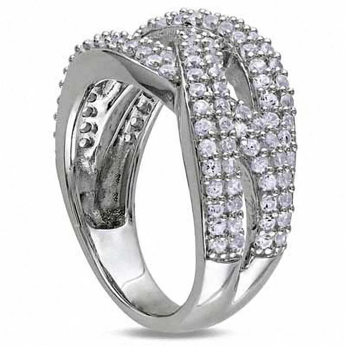 LabCreated White Sapphire Woven Ring in Sterling Silver Goldia Rings LabCreated White Sapphire Woven Ring in Sterling Silver Goldia Rings