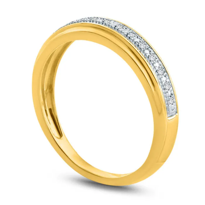 Ladies Natural Diamond Accent Single Row Wedding Band in Solid 10K Yellow Gold Goldia Rings Ladies Natural Diamond Accent Single Row Wedding Band in Solid 10K Yellow Gold Goldia Rings