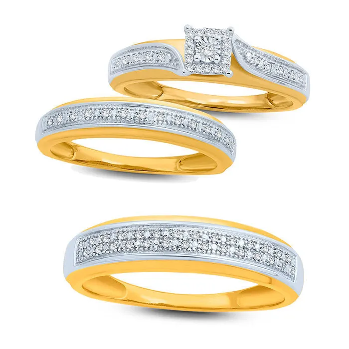 Ladies Natural Diamond Accent Single Row Wedding Band in Solid 10K Yellow Gold Goldia Rings Ladies Natural Diamond Accent Single Row Wedding Band in Solid 10K Yellow Gold Goldia Rings
