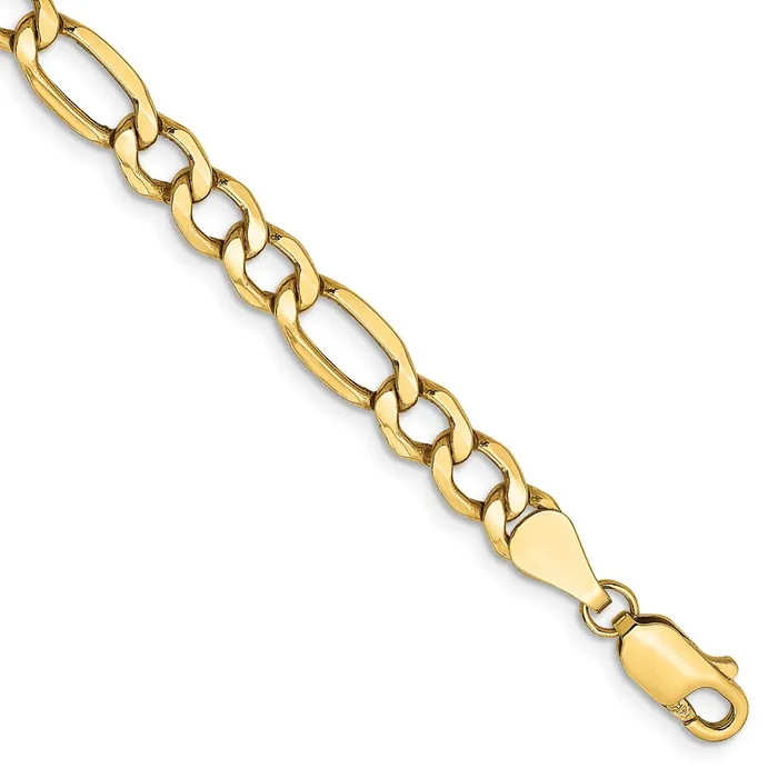 MDS Bracelets 14K Yellow Gold 8 inch 575mm SemiSolid Figaro with Lobster Clasp Bracelet MDS Bracelets 14K Yellow Gold 8 inch 575mm SemiSolid Figaro with Lobster Clasp Bracelet