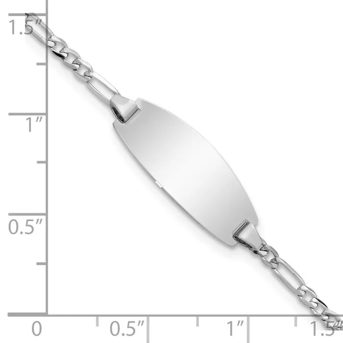 MDS Bracelets Solid 14K White Gold Oval Figaro ID Bracelet
