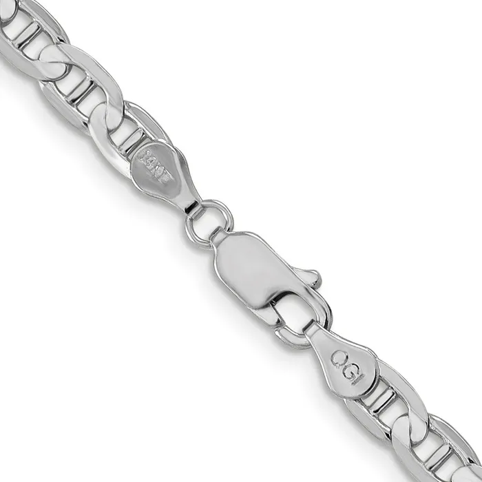 MDS Necklaces Solid 14K White Gold 22 inch 45mm Concave Anchor with Lobster Clasp Chain Necklace MDS Necklaces Solid 14K White Gold 22 inch 45mm Concave Anchor with Lobster Clasp Chain Necklace