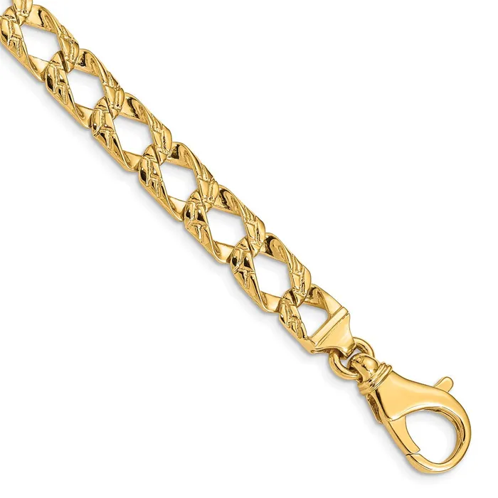 MDS Solid 14K Yellow Gold 7 inch 86mm Hand Polished Fancy Link with Fancy Lobster Clasp Bracelet Bracelets MDS Solid 14K Yellow Gold 7 inch 86mm Hand Polished Fancy Link with Fancy Lobster Clasp Bracelet Bracelets