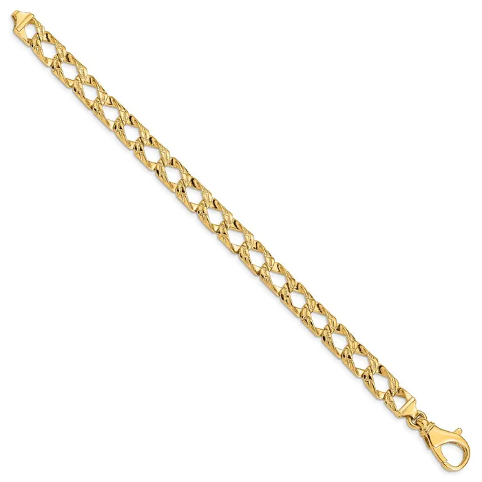 MDS Solid 14K Yellow Gold 7 inch 86mm Hand Polished Fancy Link with Fancy Lobster Clasp Bracelet Bracelets MDS Solid 14K Yellow Gold 7 inch 86mm Hand Polished Fancy Link with Fancy Lobster Clasp Bracelet Bracelets