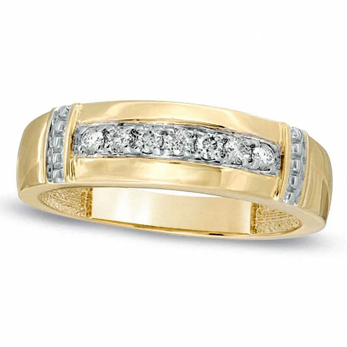 Mens 017 CT TW Natural Diamond Collar Wedding Band in Solid 10K Yellow Gold Goldia Rings Mens 017 CT TW Natural Diamond Collar Wedding Band in Solid 10K Yellow Gold Goldia Rings
