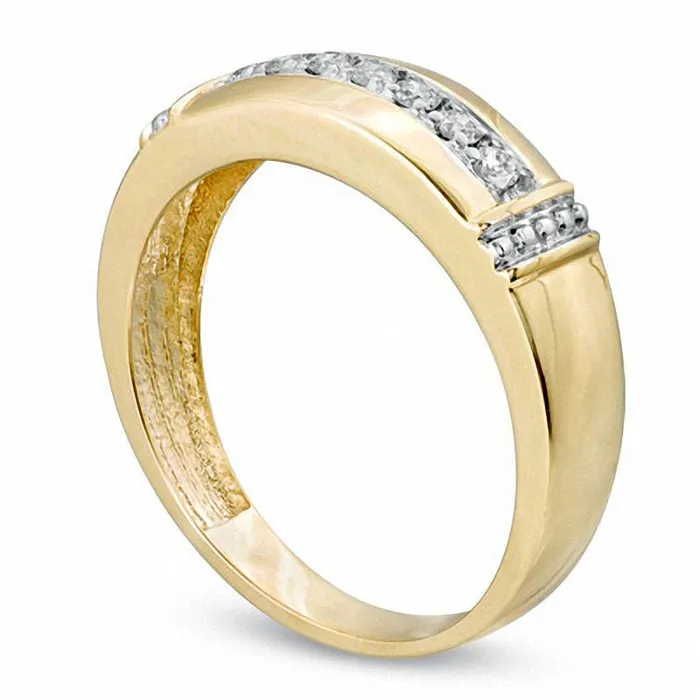 Mens 017 CT TW Natural Diamond Collar Wedding Band in Solid 10K Yellow Gold Goldia Rings Mens 017 CT TW Natural Diamond Collar Wedding Band in Solid 10K Yellow Gold Goldia Rings