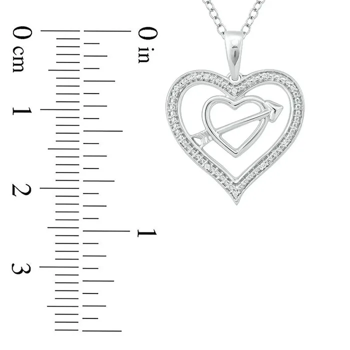 Natural Diamond Accent Double Heart with Arrow Pendant in Sterling Silver Goldia Necklaces Natural Diamond Accent Double Heart with Arrow Pendant in Sterling Silver Goldia Necklaces
