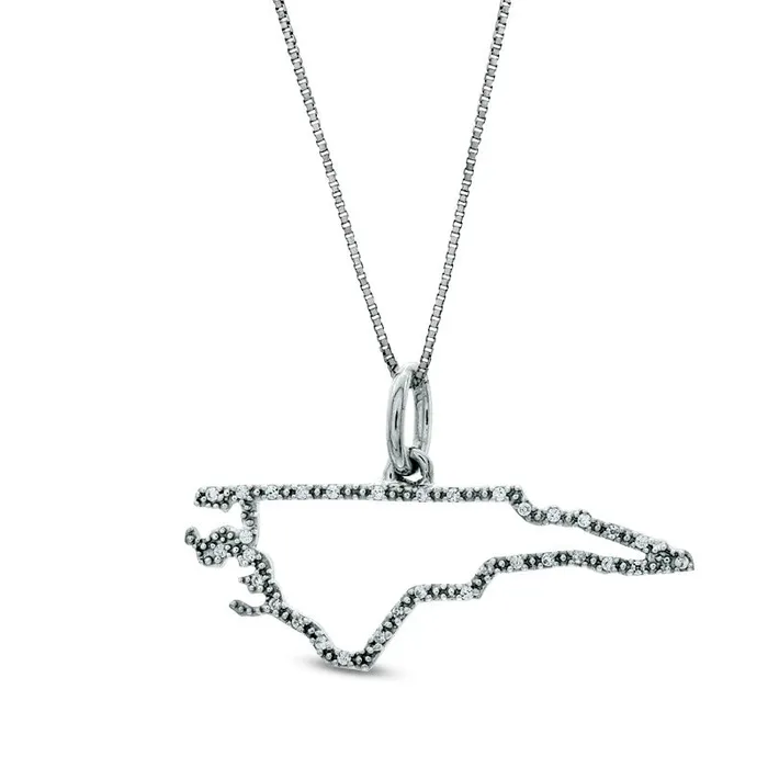 Natural Diamond Accent State of North Carolina Outline Pendant in Sterling Silver Goldia Necklaces Natural Diamond Accent State of North Carolina Outline Pendant in Sterling Silver Goldia Necklaces