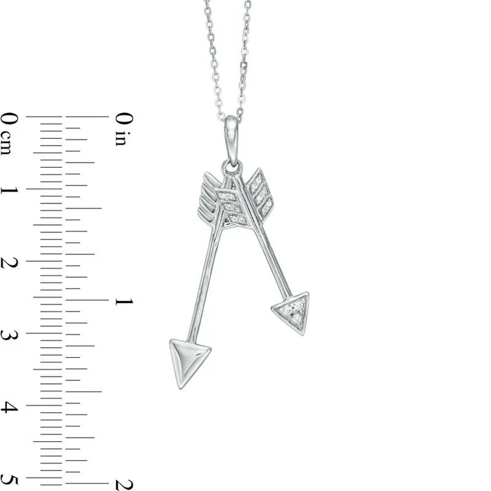 Necklaces 007 CT TW Natural Diamond Double Arrow Pendant in 10K White Gold Goldia Necklaces 007 CT TW Natural Diamond Double Arrow Pendant in 10K White Gold Goldia