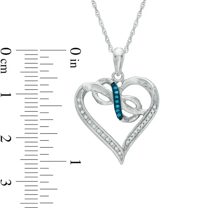 Necklaces 01 CT TW Enhanced Blue and White Natural Diamond Heart with Infinity Pendant in Sterling Silver Goldia Necklaces 01 CT TW Enhanced Blue and White Natural Diamond Heart with Infinity Pendant in Sterling Silver Goldia