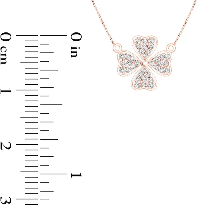 Necklaces 013 CT TW Natural Diamond HeartShaped Four Leaf Clover Necklace in 10K Rose Gold Goldia Necklaces 013 CT TW Natural Diamond HeartShaped Four Leaf Clover Necklace in 10K Rose Gold Goldia