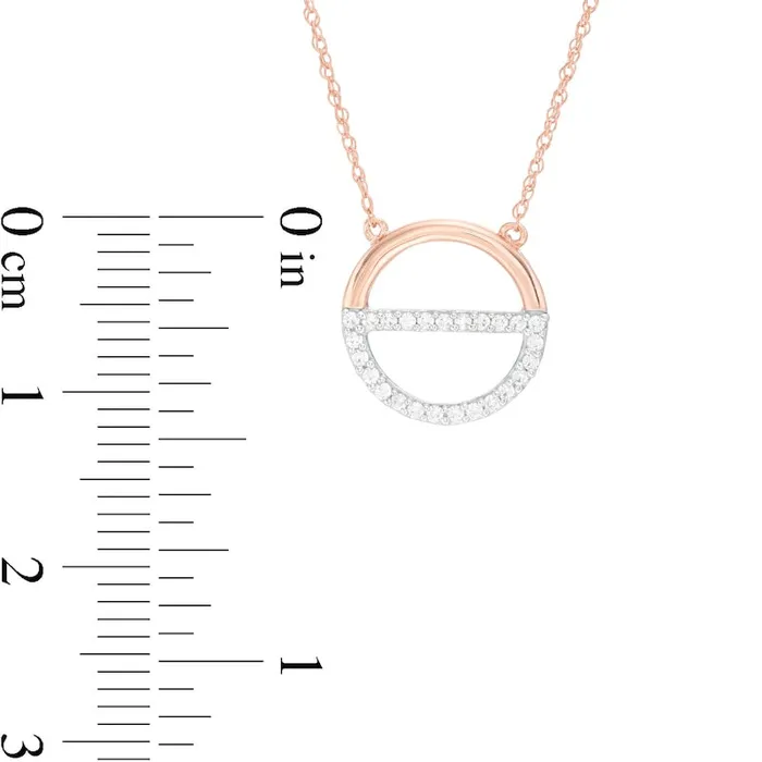 Necklaces 013 CT TW Natural Diamond Open Divided Circle Necklace in 10K Rose Gold Goldia Necklaces 013 CT TW Natural Diamond Open Divided Circle Necklace in 10K Rose Gold Goldia