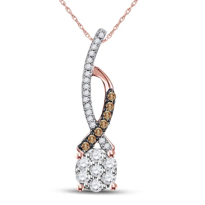 Necklaces 10k Rose Gold Round Brown Diamond Cluster Pendant 14 Cttw gndatlanta Necklaces 10k Rose Gold Round Brown Diamond Cluster Pendant 14 Cttw gndatlanta
