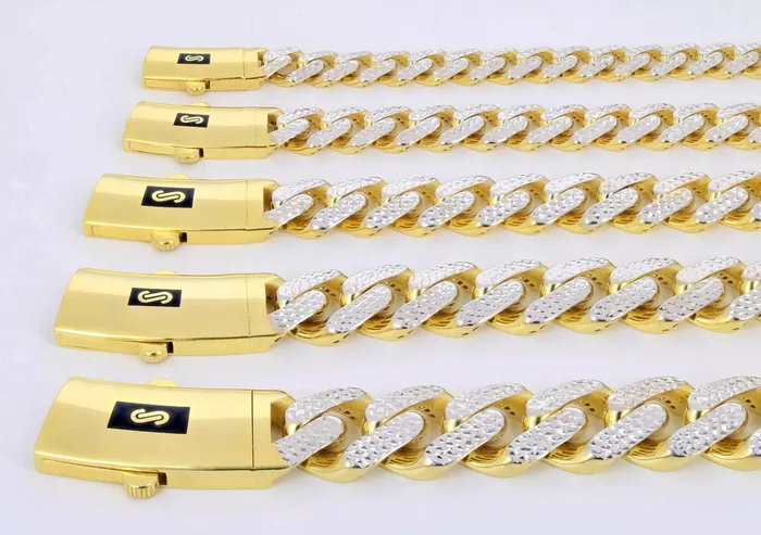Necklaces 10k Yellow Gold 11mm Monaco Miami Cuban Link Diamond Cut Pave Chain Necklace 20 Goldiacom
