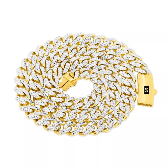 Necklaces 10k Yellow Gold 11mm Monaco Miami Cuban Link Diamond Cut Pave Chain Necklace 20 Goldiacom