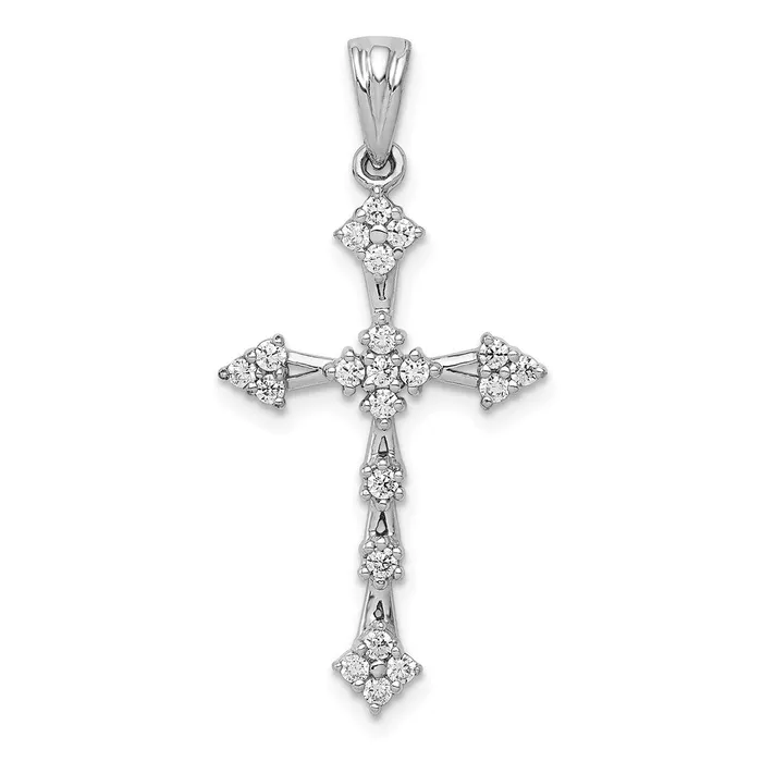Necklaces 14k White Gold 14ct Real Diamond Cross Pendant Goldia