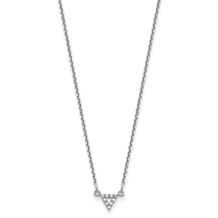 Necklaces 14k White Gold AAA Quality Real Diamond 6mm Triangle Necklace Goldia