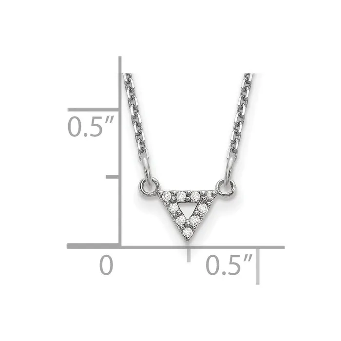 Necklaces 14k White Gold AAA Quality Real Diamond 6mm Triangle Necklace Goldia